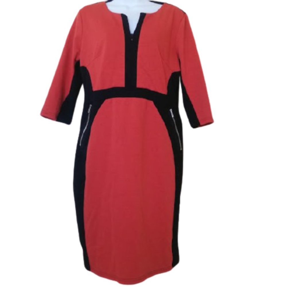 Red and Black ColorbulockJersey Dress Size 14